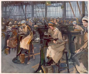 Women working in factory, Newcastle, from British Artists at the Front, Continuation of The Western Front, 1918